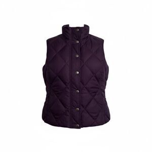 Lands' End Down Feather Filled Snap Front Quilted Puffer Vest Purple Size XS